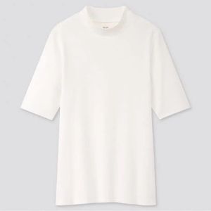 NWT Uniqlo 1*1 Ribbed Cotton High Neck Half-Sleeve T-Shirt